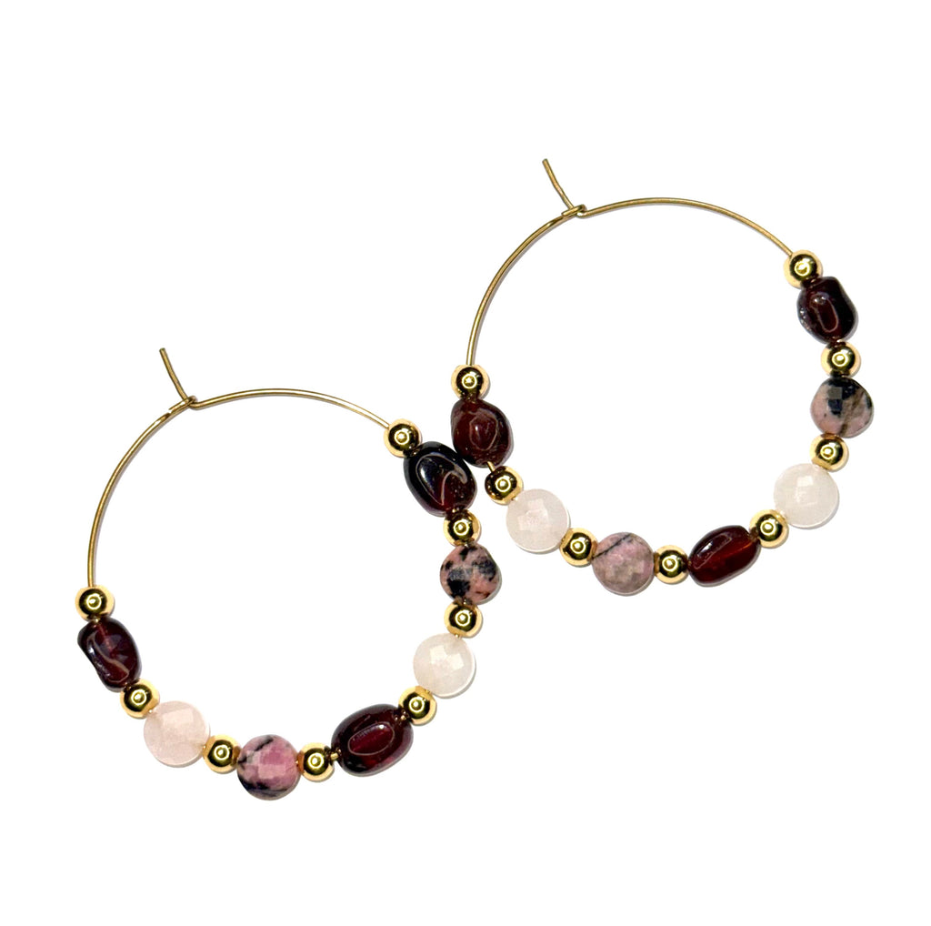 Set Uma Cuarzo Rosa/Rodonita/Granate