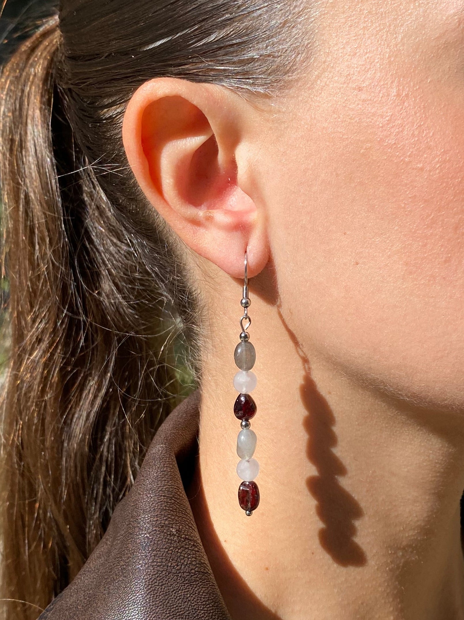 Kira Granate/Cuarzo Rosa/Labradorita