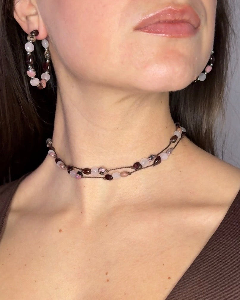 Set Aura Cuarzo Rosa/Rodonita/Granate