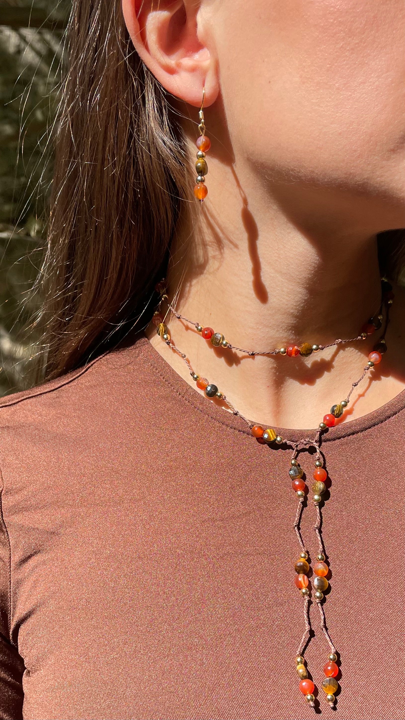 Set Ojo de Tigre y Cornalina