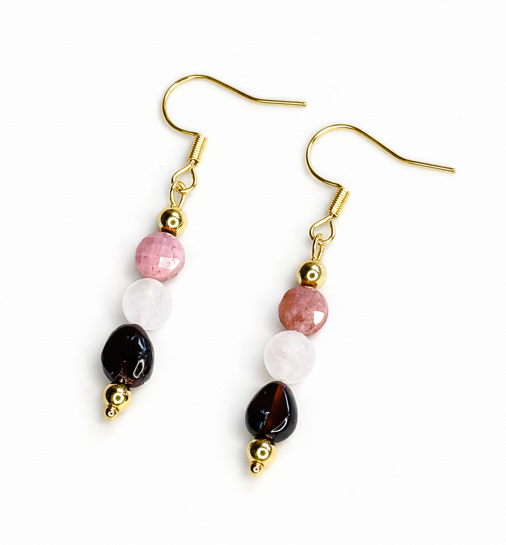 Set Uma Cuarzo Rosa/Rodonita/Granate